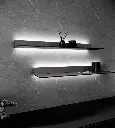 *L-Shaped Wall Mounted Aluminum Shelving with LED Lighting